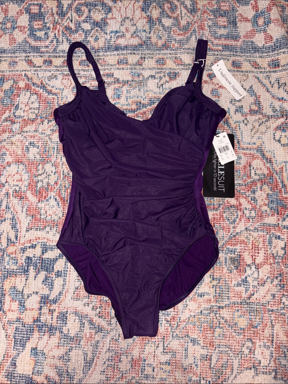 Miraclesuit Sanibel One Piece Swimsuit in Plum Red SZ 14 NWT - Picture 2 of 4